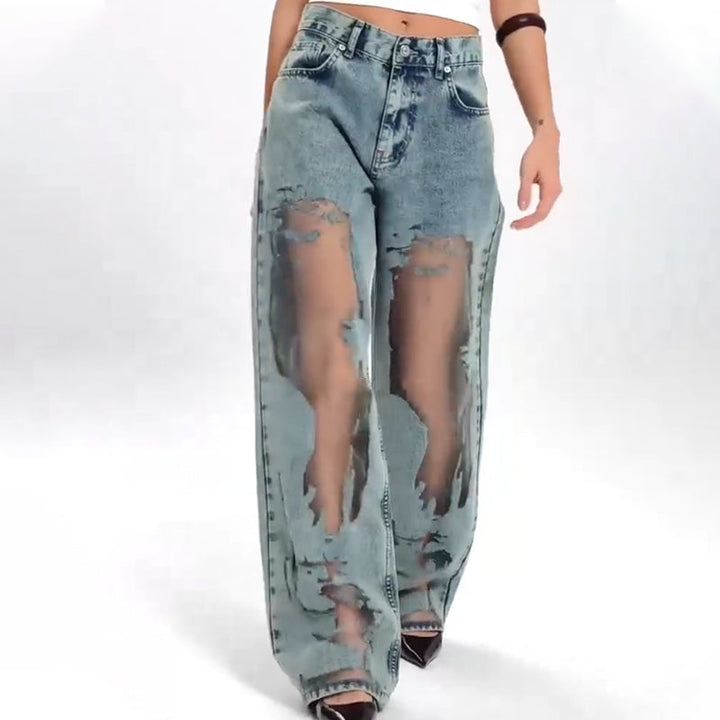 Wanda | JEANS MIT VINTAGE MESH PATCHWORK PRINT