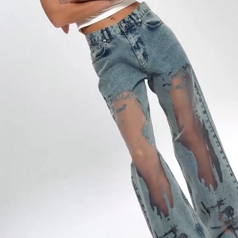 Wanda | JEANS MIT VINTAGE MESH PATCHWORK PRINT