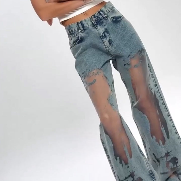 Wanda | JEANS MIT VINTAGE MESH PATCHWORK PRINT