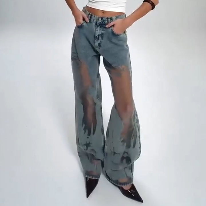 Wanda | JEANS MIT VINTAGE MESH PATCHWORK PRINT
