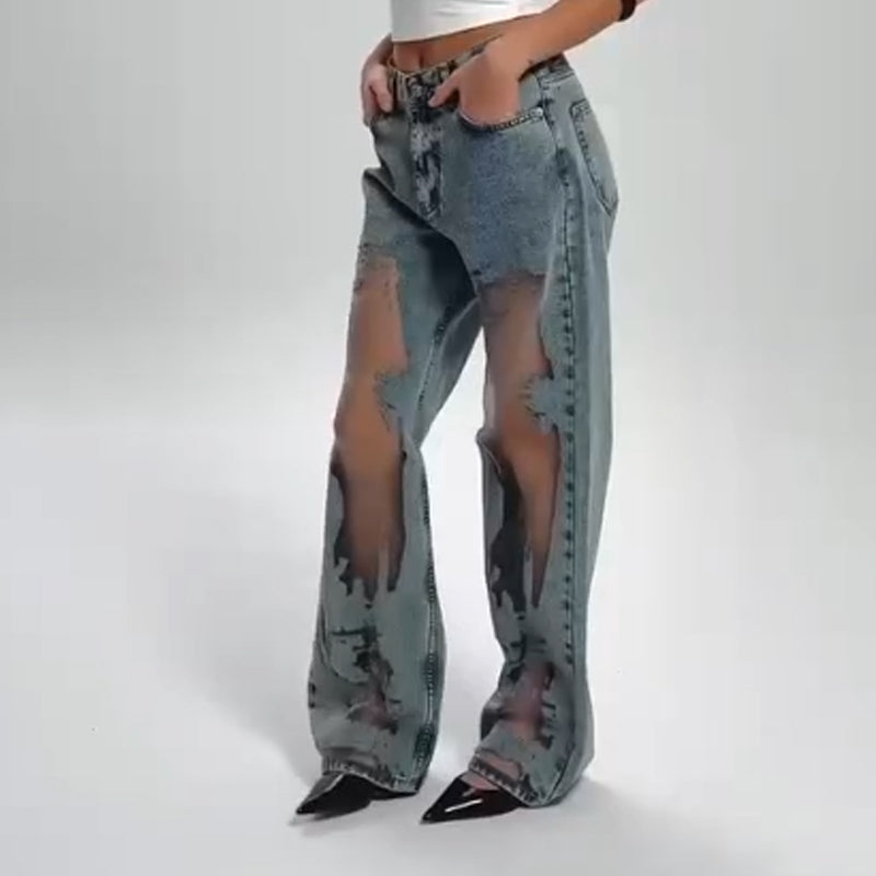 Wanda | JEANS MIT VINTAGE MESH PATCHWORK PRINT