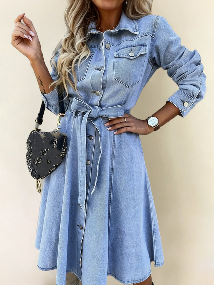 Luna | Langärmliges Denim-Kleid