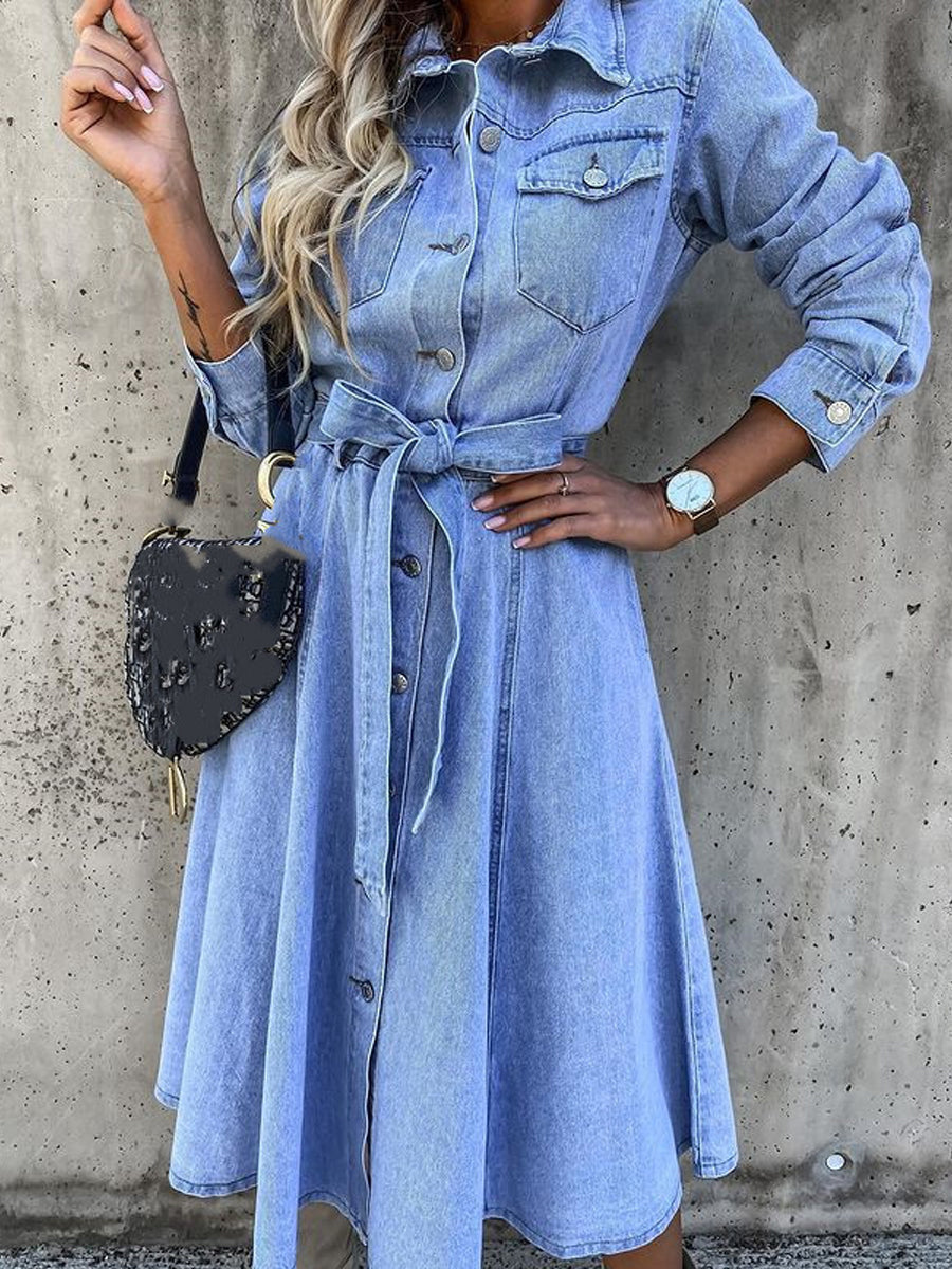 Luna | Langärmliges Denim-Kleid