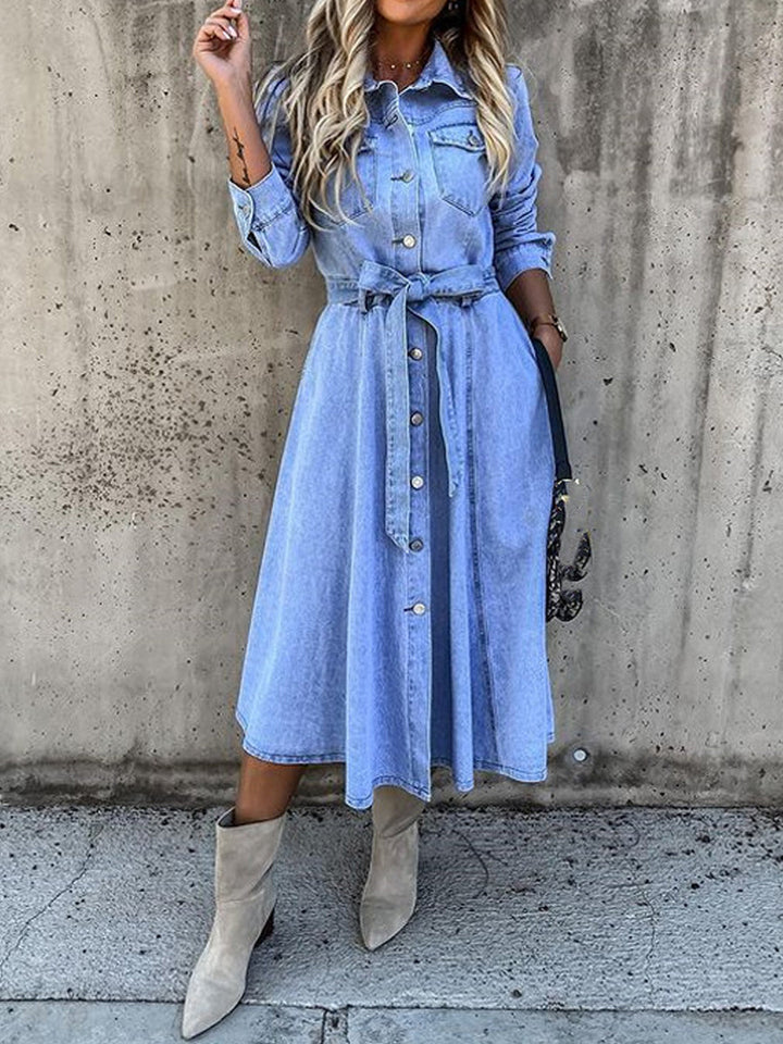 Luna | Langärmliges Denim-Kleid