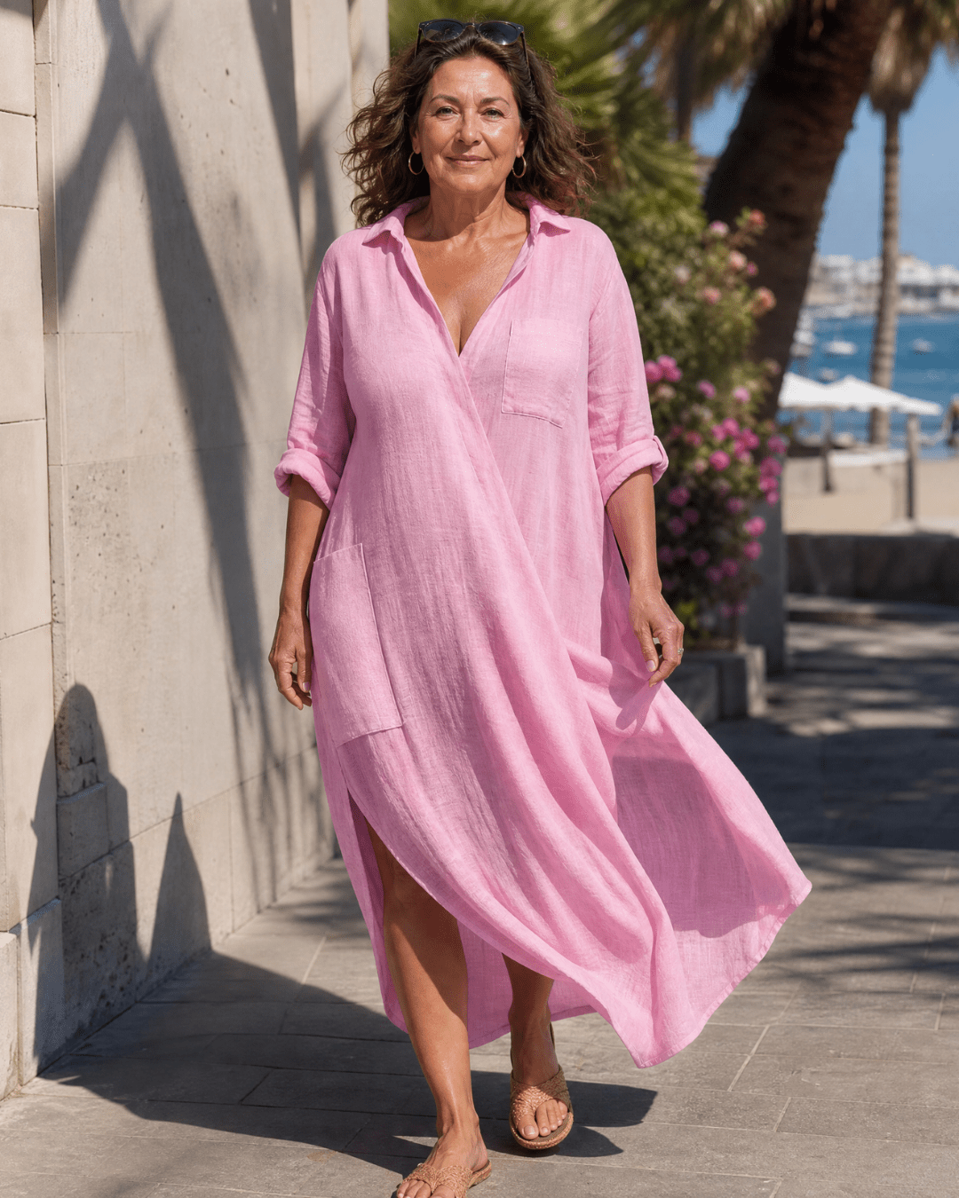 Sumal | Midi-Kleid mit Kragen und Knöpfen vorne