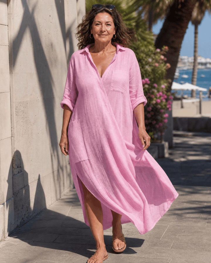Sumal | Midi-Kleid mit Kragen und Knöpfen vorne