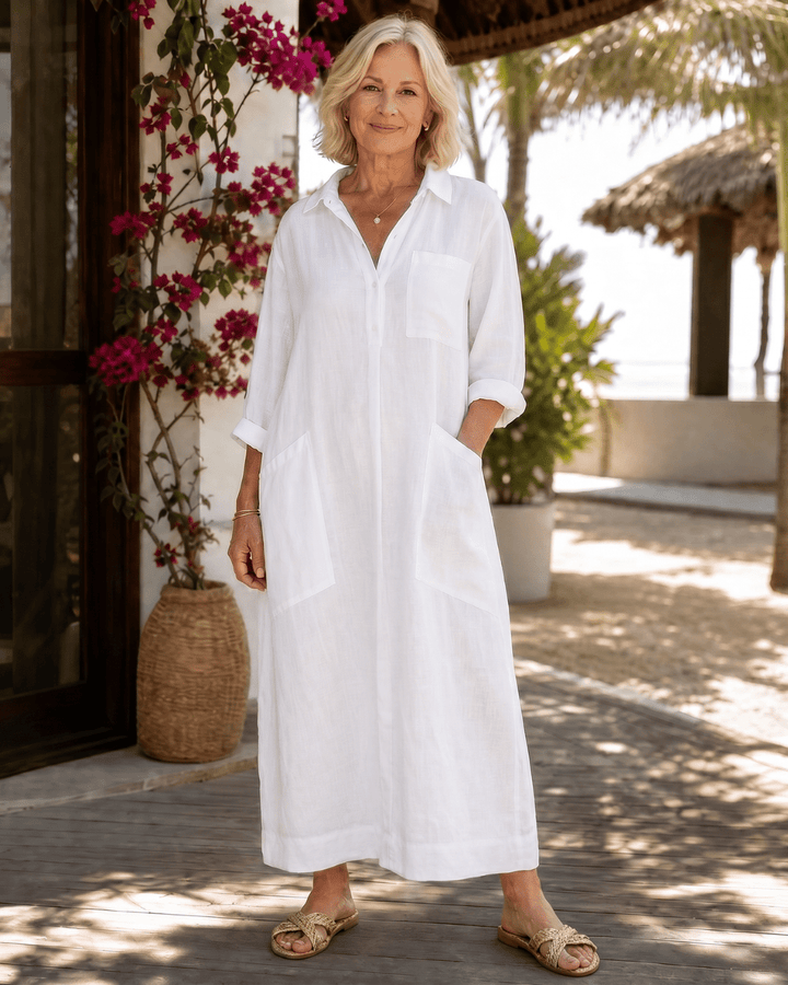 Sumal | Midi-Kleid mit Kragen und Knöpfen vorne