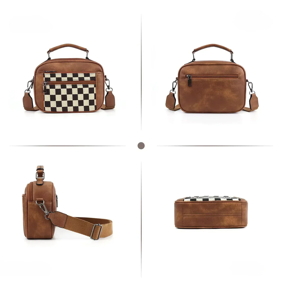 CHESSMATE Schultertasche | Moderner, Kompakter Style mit Schachbrettmuster