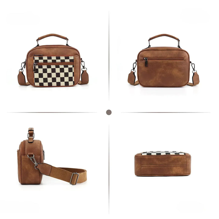 CHESSMATE Schultertasche | Moderner, Kompakter Style mit Schachbrettmuster