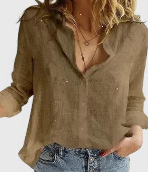Nadia | Damen Bluse Langarm Knopfleiste Hemdkragen Sommerbluse